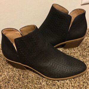 Life Stride Black Perforated Ankle Booties